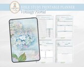 Vintage Floral Bible Study Planner: Christian Journal, Daily Devotional (PDF Download, Editable Canva Template)