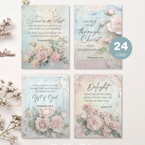 Shabby Chic Scripture Cards: Floral KJV Bible Verse Prints (PDF Download 3x4in