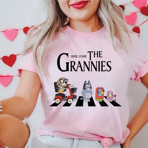 Here Comes the Grannies shirt Grandma Cartoon tee Blue Dog Grannies shirt Cute Family tee Blue Cartoon tees Blue Family tee Dog Cartoon tee