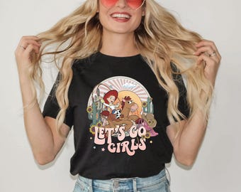Disney Toy Story Jessie and Bullseye Let's Go Girls T-Shirt Vintage Long Live Cowgirls Shirt Disneyland Family Matching Shirt