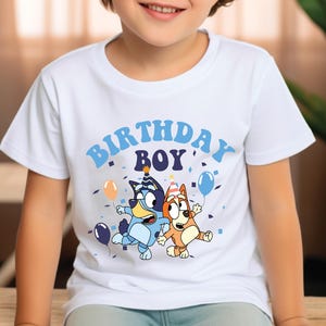 Blue Birthday Boy Shirt Cute Birthday Boy Cartoon Shirt Birthday Party Tee Family Matching shirt gift for Birthday Blue dog birthday shirt