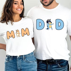 Blue Family Shirt Blue Mom Shirt Blue Dad T-Shirt Blue Birthday Party T-Shirt Blue Cartoon Shirt Cute Blue Dog Tee Gift For Her Gift For Him