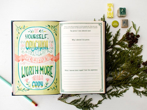 Inspirational Prompt Journal Watercolor Quote Diary Gift