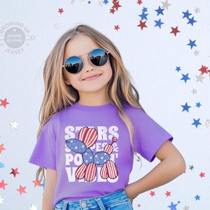 Stars Stripes + Poppin Vibes Kids Tee - Patriotic Balloon Animal T-shirt, Kids 4th of July Shirt, Memorial Day Kid Tee, USA Summer Kids Tee