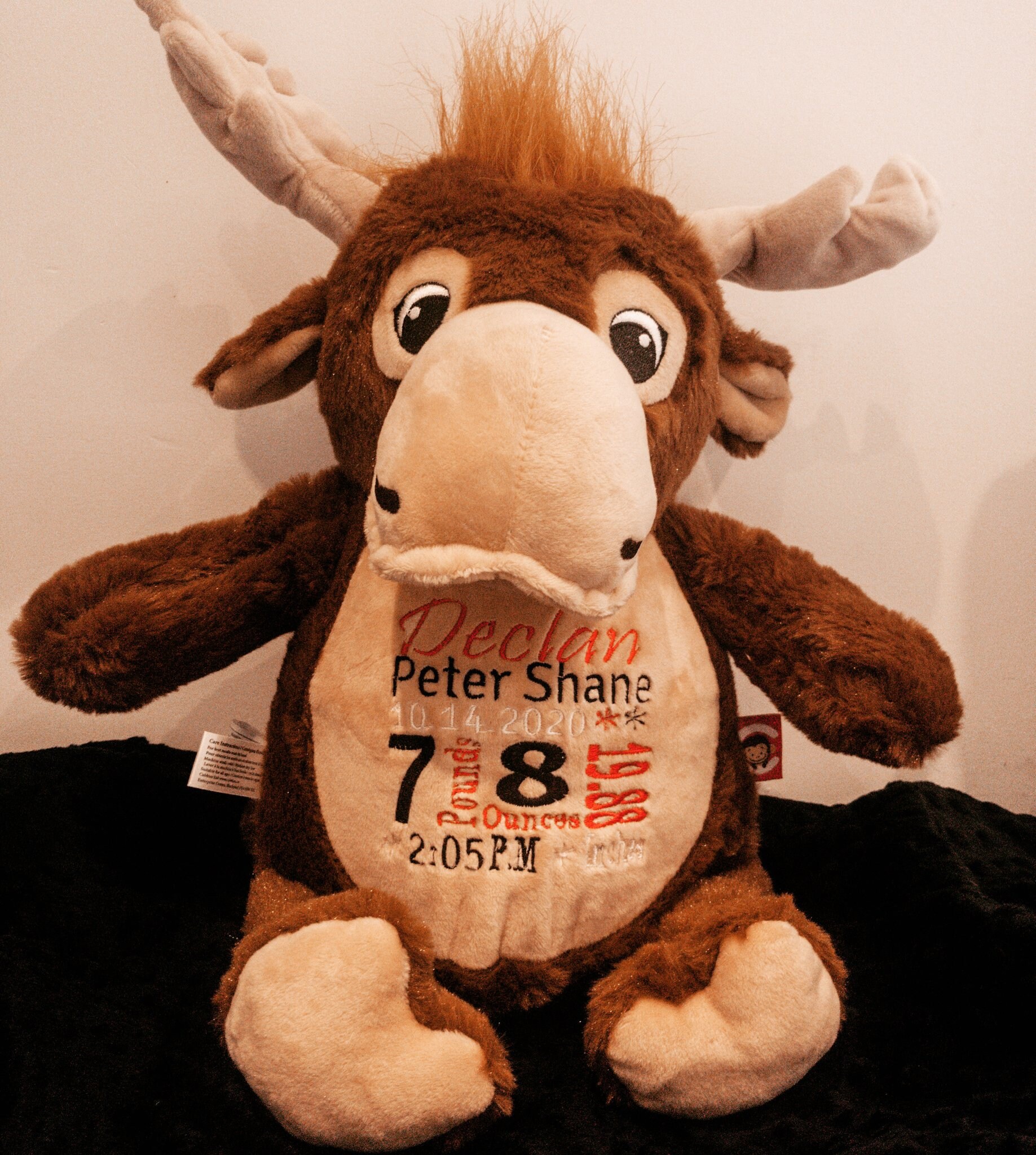 Birth Announcement Moose Embroidered Stuffie Personalized Etsy UK