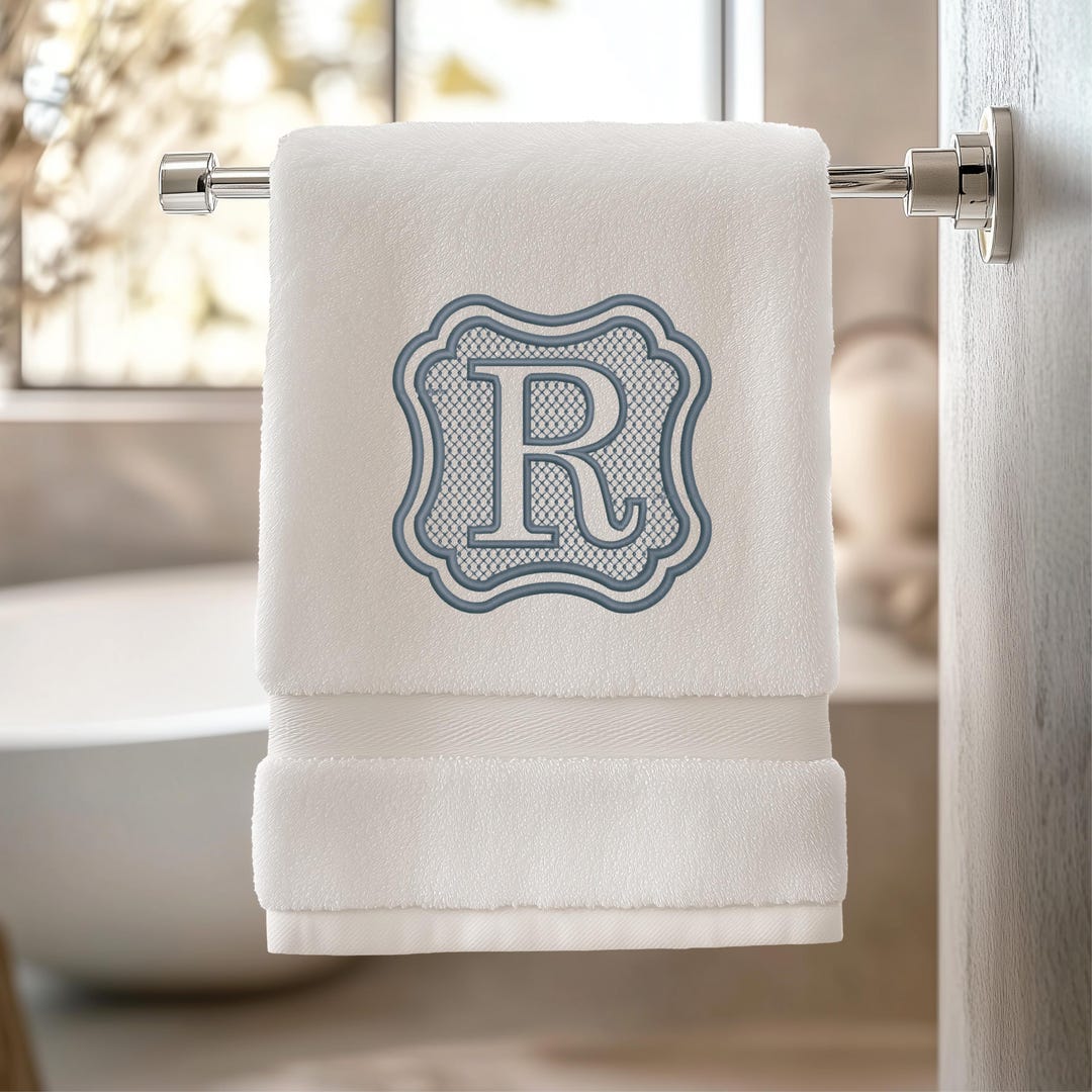 Embroidered Monogram Turkish Cotton Towel: Elegant Home Decor Gift - WHITE, Hand Towel