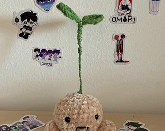 Handgemaakt gehaakt spruitmolletje – Geïnspireerd door het Omori-spel, schattig pluche cadeau | Gehaakt spruitmolletje – Pluche speelgoed geïnspireerd op het Omori-videospel