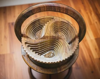 Cesta Tukri de madera hecha a mano / Regalo rústico para Eid, bandeja para servir en bodas, bandeja para frutos secos