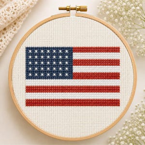 American Flag Cross Stitch Pattern, Patriotic USA Embroidery Chart (PDF Download)