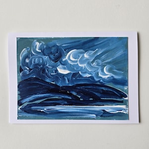 Carte d'art vierge originale / unique en son genre peinte à la main / Carte de voeux - 5 x 7 po.