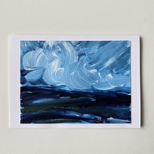 Carte d'art vierge originale / unique en son genre peinte à la main / Carte de voeux - 5 x 7 po.