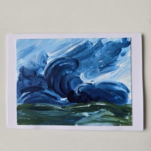 Carte d'art vierge originale / unique en son genre peinte à la main / Carte de voeux - 5 x 7 po.