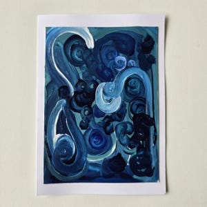 Carte d'art vierge originale / unique en son genre peinte à la main / Carte de voeux - 5 x 7 po.