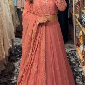 Orange lehenga choli Designer lehenga Indian wedding outfit Bridesmaid dress Bridal lehenga Ladies party wear Embroidery lehenga