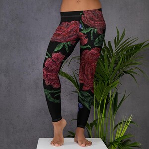 Wildflower Print Athletic Leggings: Botanical Yoga Pants