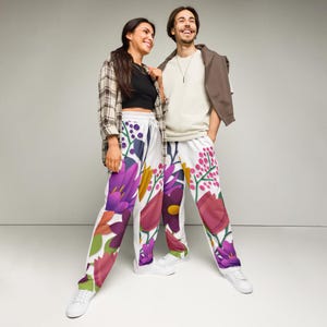 Cotton Yoga Pants | Wide Leg Lounge Pants | Natural Breathable Casual Trousers | Lightweight Palazzo Pants | Comfortable Boho Clothing