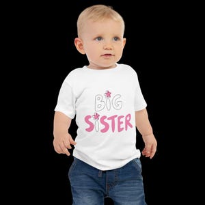 Vintage Pink Big Sister Onesie | Retro Style Sibling Announcement | Natural Cotton Baby Bodysuit | Pregnancy Reveal | New Baby Sister Gift