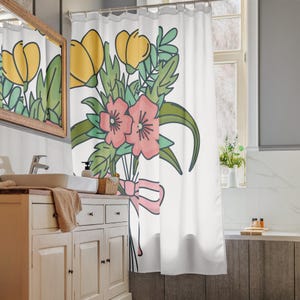 Boho Floral Shower Curtain: Waterproof Bohemian Bathroom Decor