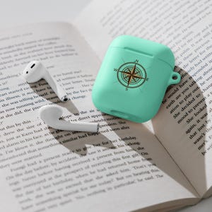 Compass AirPods Pro Case | Eco Leather Vintage Navigation Cover | Personalized Travel Airpods Case | Rustic Map Design | Custom Name Gift