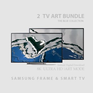 Herz Meer Muster Wasserreflexion 2er-Set, Bundle von 2 8K TV Art Bildschirmschoner für Samsung und andere Smart TV, Abstraktes Decor