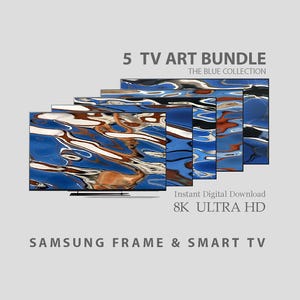 Juego de 5 imágenes de reflejos de agua azul cobalto, paquete de 5 protectores de pantalla 8K para televisores Sony Bravia y otros Smart TV, decoración relajante y neurológica