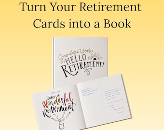 Turn Your Retirement Cards into a Book | Retirement Gift Memory Book | Keepsake Book | Farewell Messages
