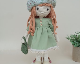 Handmade Crochet Doll (35cm): Removable Clothes & Accessories