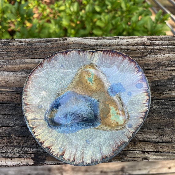 Porcelain Low Bowl Trinket Dish Crystalline Glaze Artist Mimi