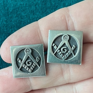 Masonic Jewelry Men&#39;s Cufflinks Masonic Cufflinks Square and Compass Alpaca Cufflinks Sterling Silver Gift for Men Masonic Gifts
