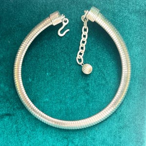 Omega Choker Wide Collar Necklace Silverplate Omega Choker Statement Jewelry Classic