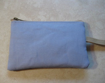 padded zipper pouch in light blue duck canvas