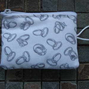 silver wedding rings print mini pouch coin purse gift card bag