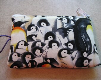 penguin padded makeup jewelry bag