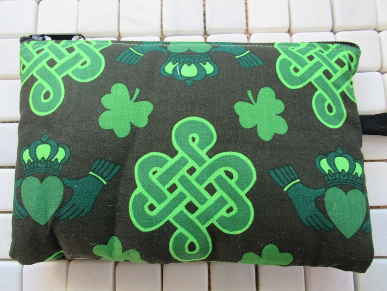 black and green celtic knot padded zipper bag