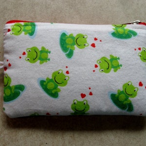 cute frogs print padded makeup jewelry bag