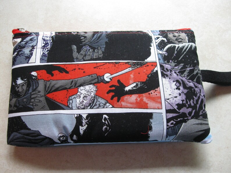 zombie comic strip print large padded bag
