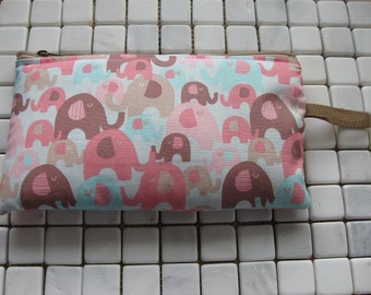 pink elephant print large padded bag