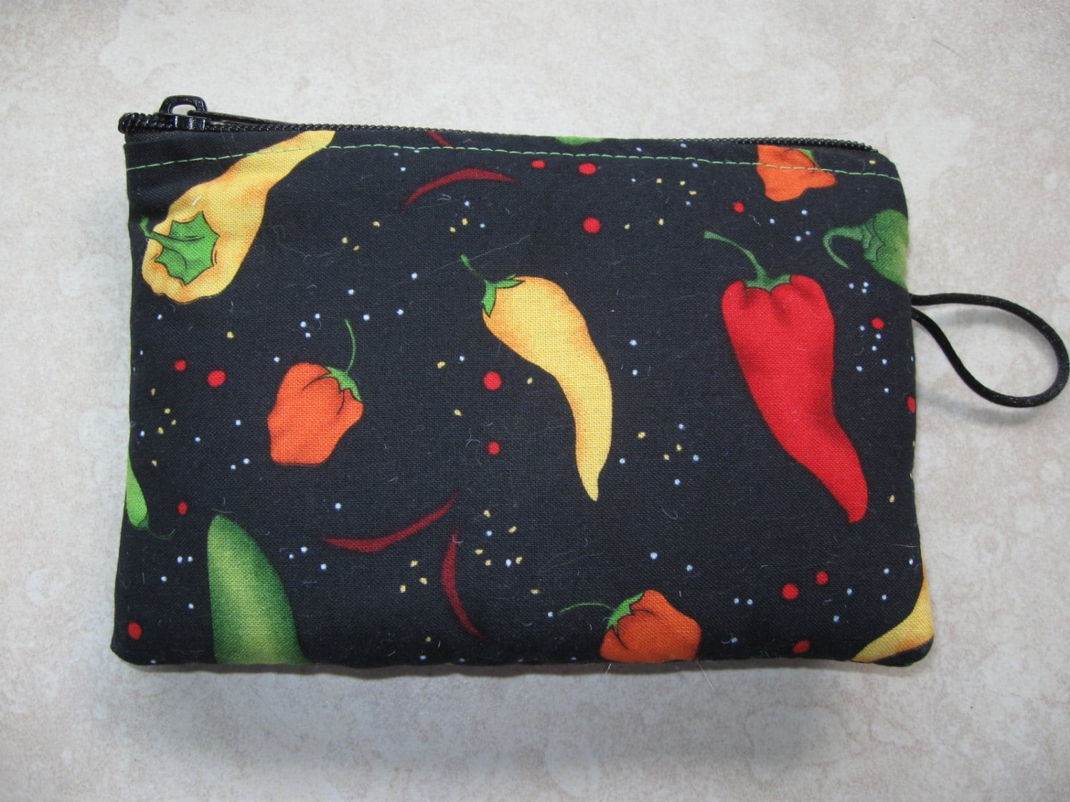 chile pepper padded makeup jewelry bag
