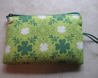 shamrock green padded makeup jewelry bag