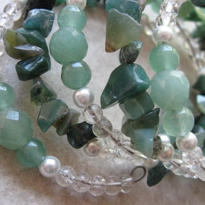 green moss agate memory wire coil bracelet