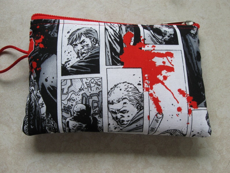 zombie strip print padded zipper bag image 2