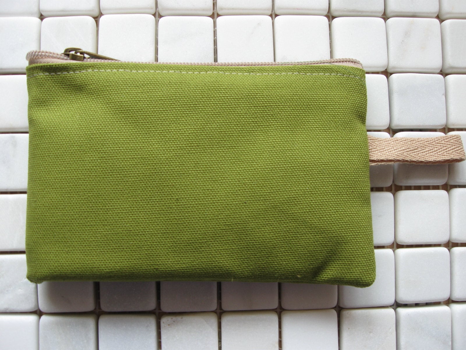 Padded zipper pouch in army green duck canvas Etsy