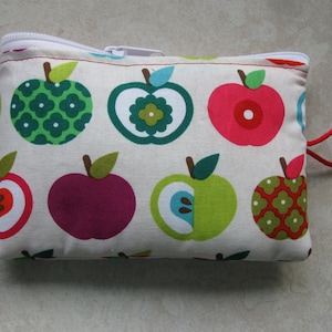 printed apple print padded makeup jewelry bag