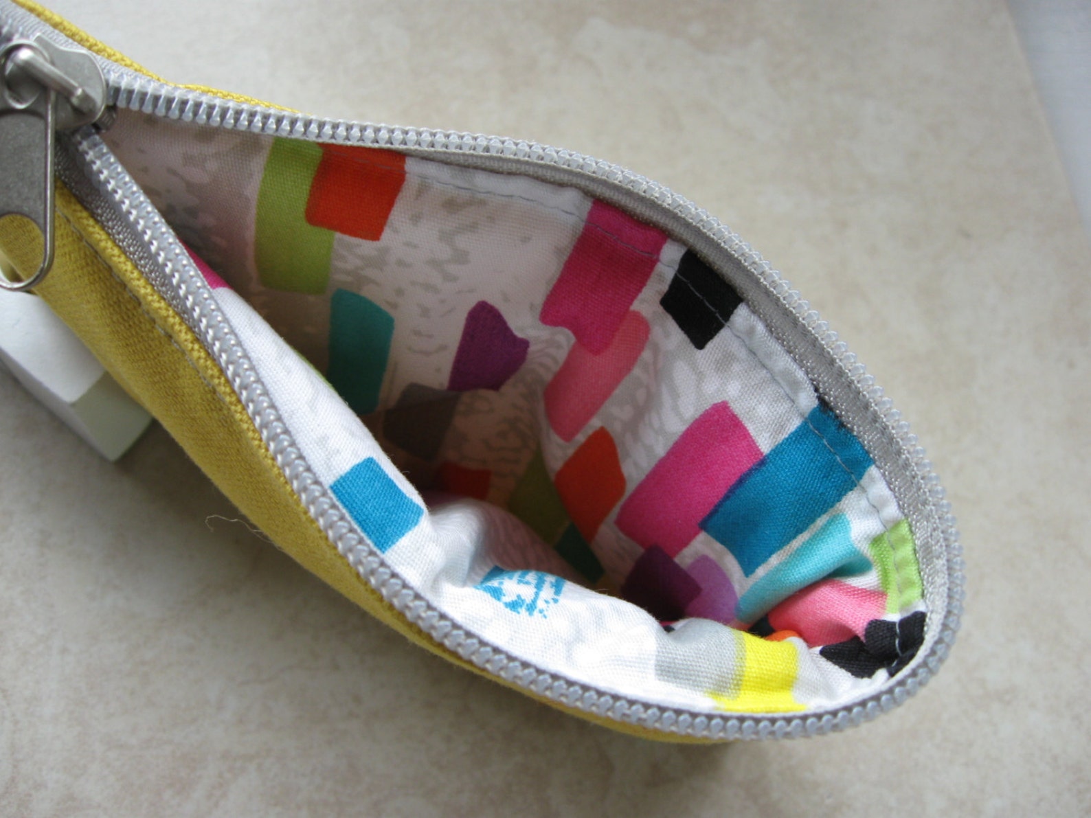 Padded Zipper Pouch in Goldenrod Duck Canvas Etsy