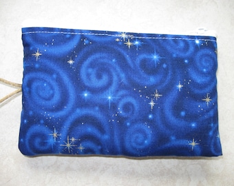 blue celestial padded makeup jewelry bag