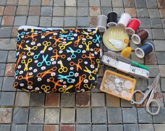 mini sewing kit with sewing print padded zipper pouch