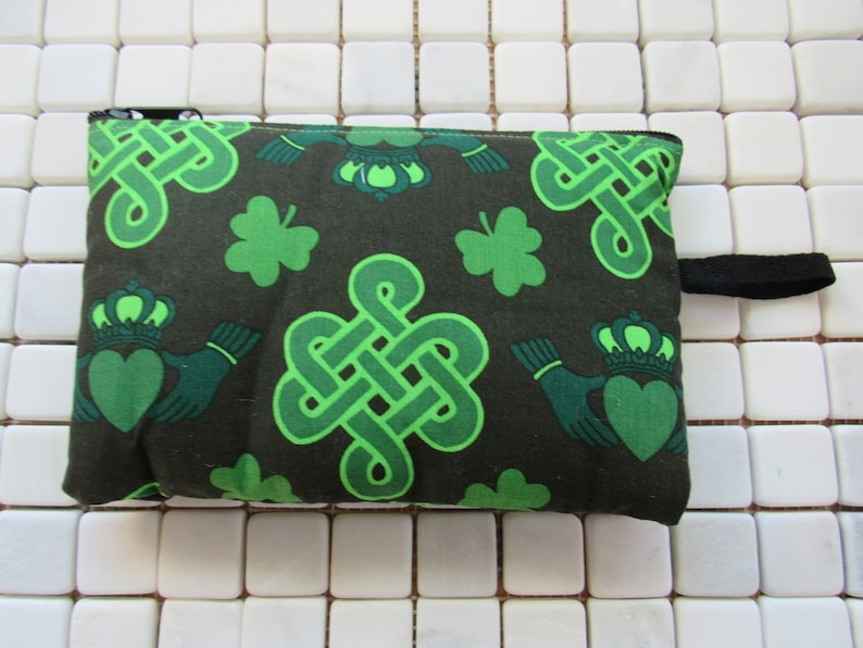 black and green celtic knot padded zipper bag