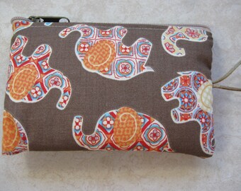 print elephant print padded makeup jewelry bag