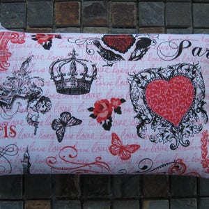 pink paris print large padded bag