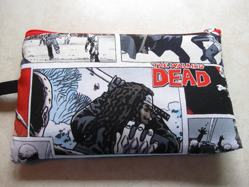 zombie comic strip print large padded bag